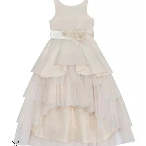 Rare Editions | Dresses | Rare Editions Little Girls Satin Peplum Mesh  Skirt Hilow Dress Size 5 | Poshmark